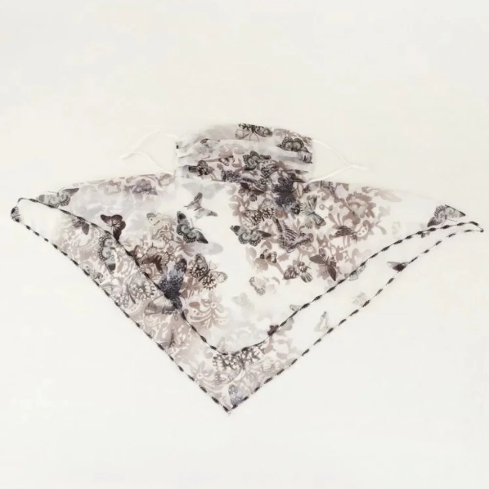 Black & White Beautiful Butterfly Face Mask & Scarf